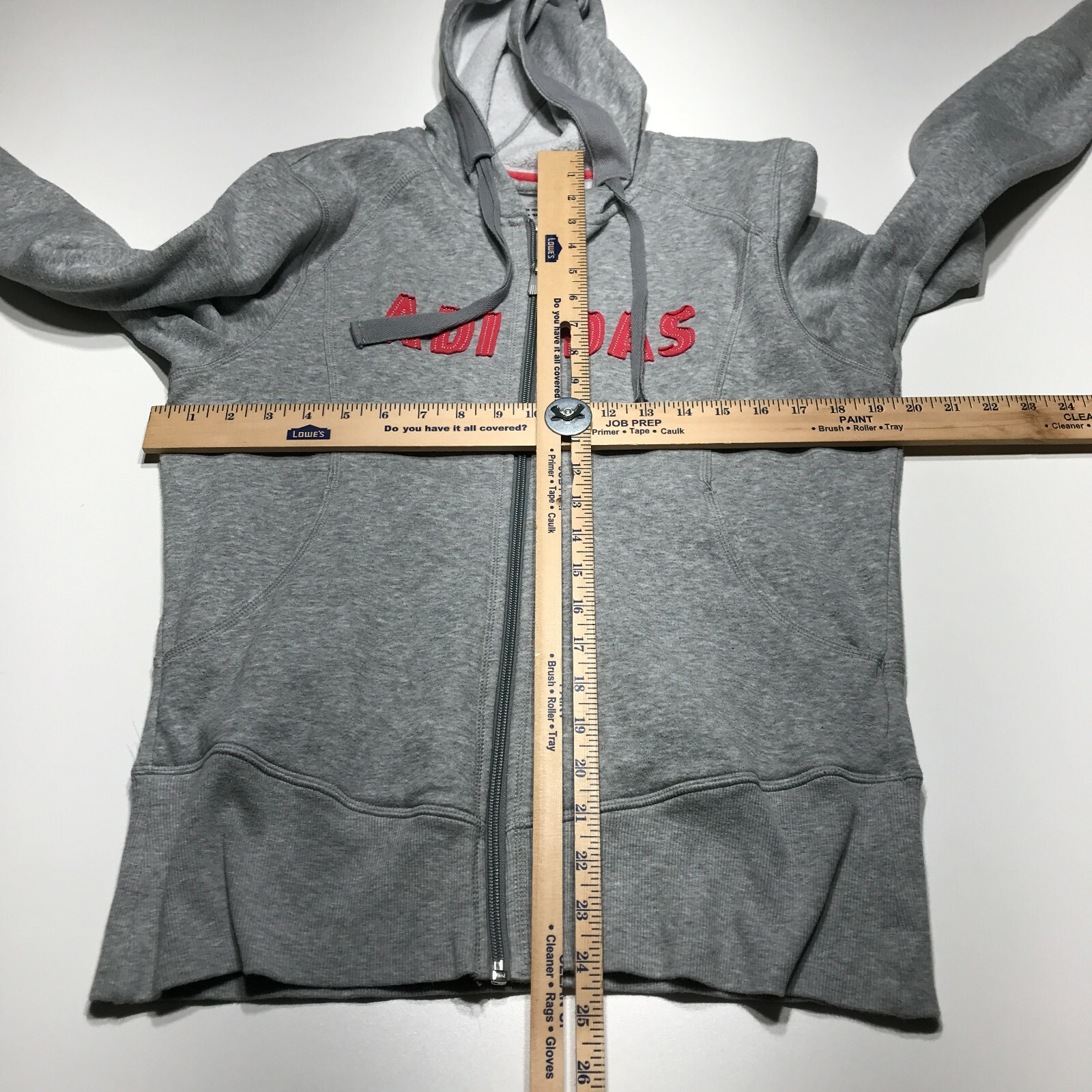 Adidas Jacket Womens Size L Drawstring Hooded Full Zip Applique 2 Front Pockets