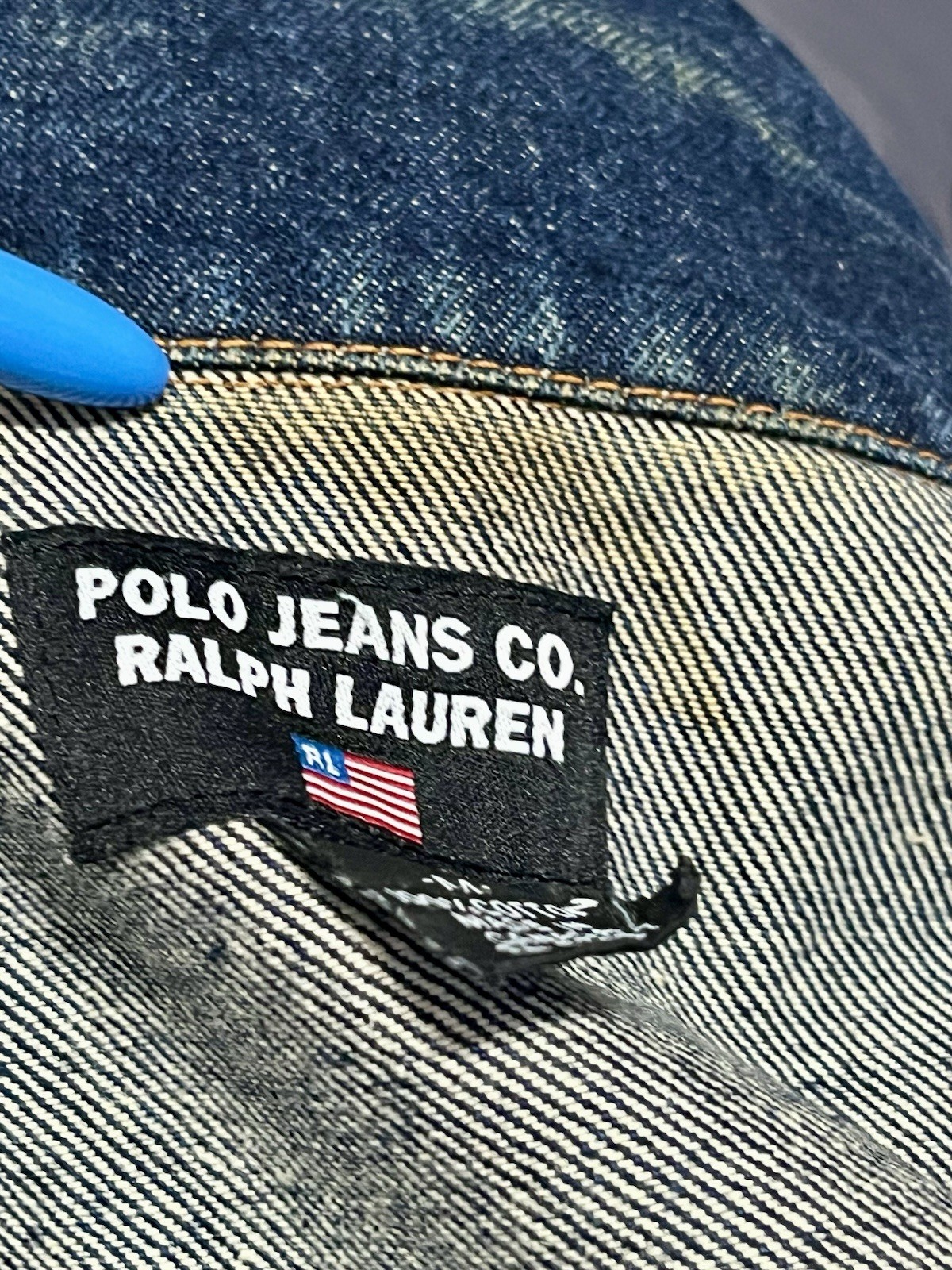 Polo Jeans Co By Ralph Lauren Vintage Denim Dark Blue Jean Trucker Jacket, MED