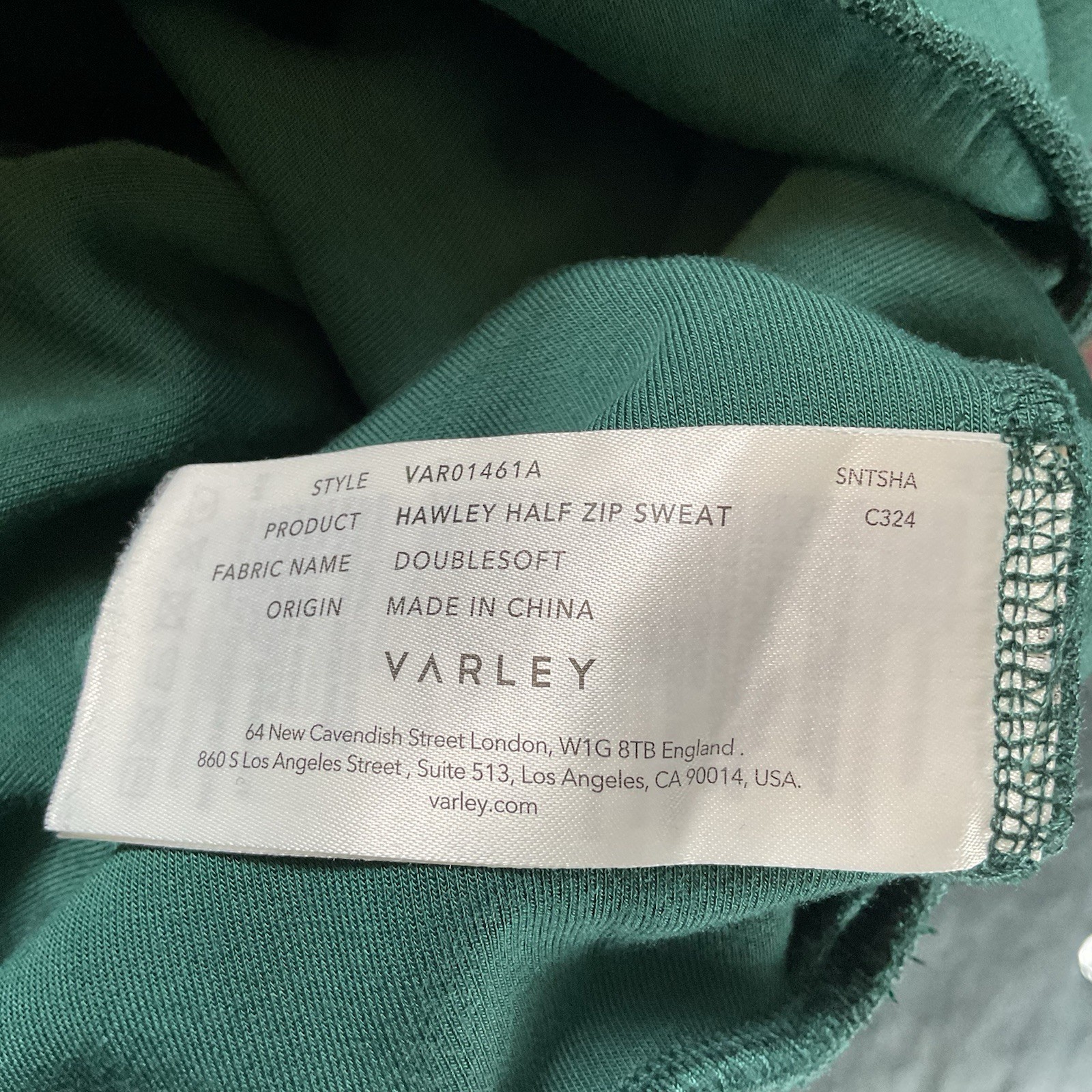 Varley Hawley Half-Zip Sweatshirt Green Plus Size 3X Athleisure DoubleSoft Comfy