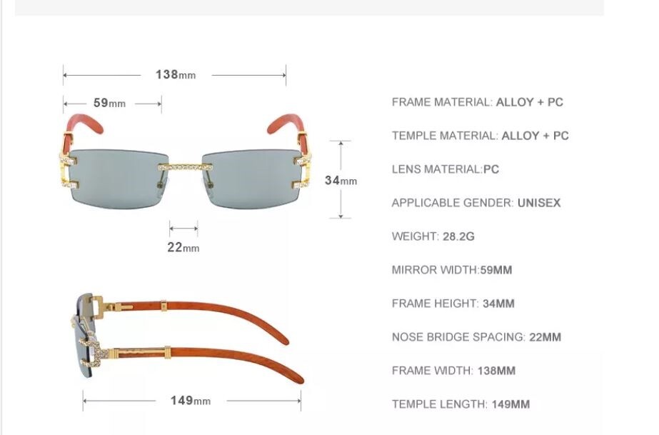 Hip Hop Sunglasses Men Designer Rimless Bling Diamond Shades Classic Rapper New