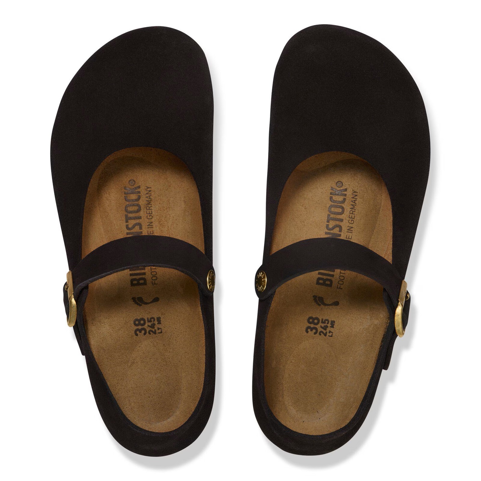 BIRKENSTOCK MANTOVA BLACK MEDIUM/NARROW WIDTH SUEDE MARY JANE BUCKLE SHOES