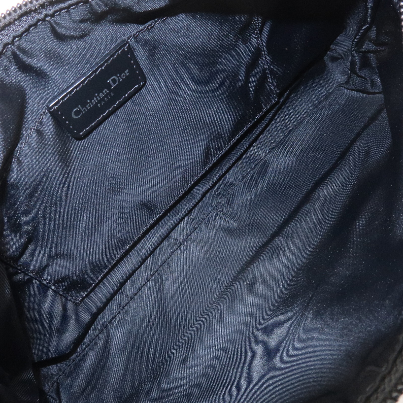 Christian Dior Trotter Shoulder Bag Black Canvas Leather Auth Used