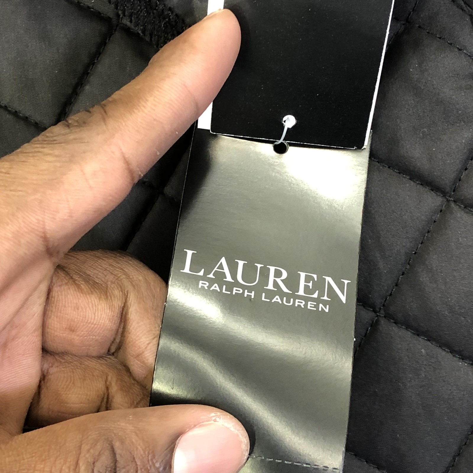 Lauren Ralph Lauren Quilted Jacket Womens 2X Plus Black Faux Fur Snap Lined