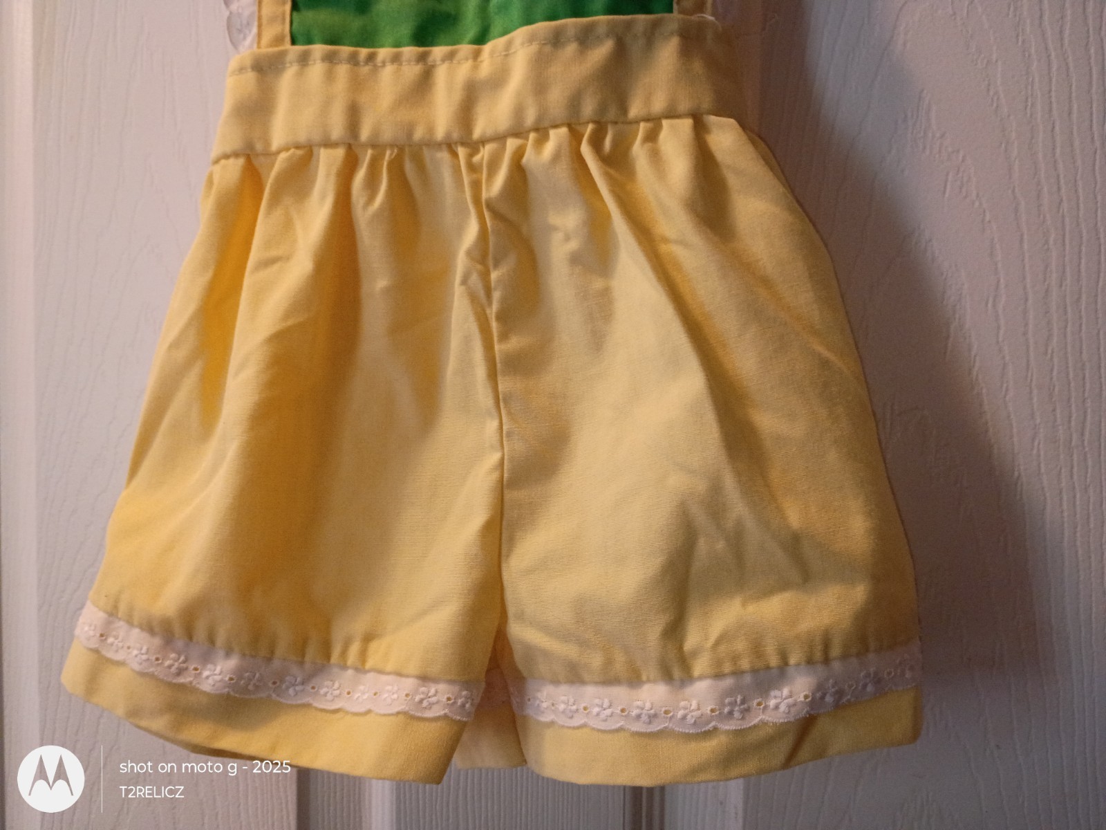 Vtg 3T Summer Embroidered Yellow Jumper~Gender Neutral-Field/Birds/Sky~USA Made