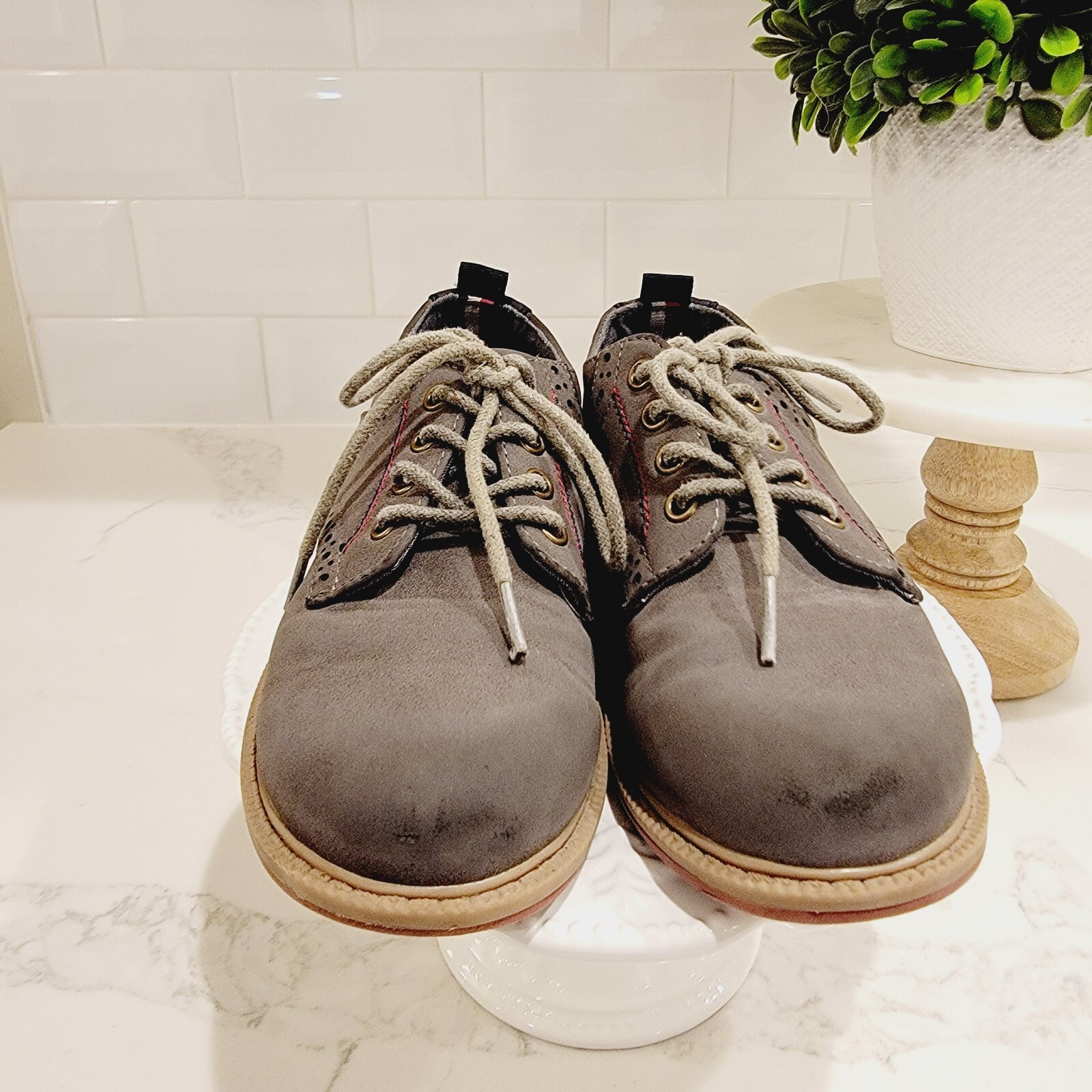 TOMMY HILFIGER Michael Pearl Boys Oxford Grey Lace Up Shoes Size 12