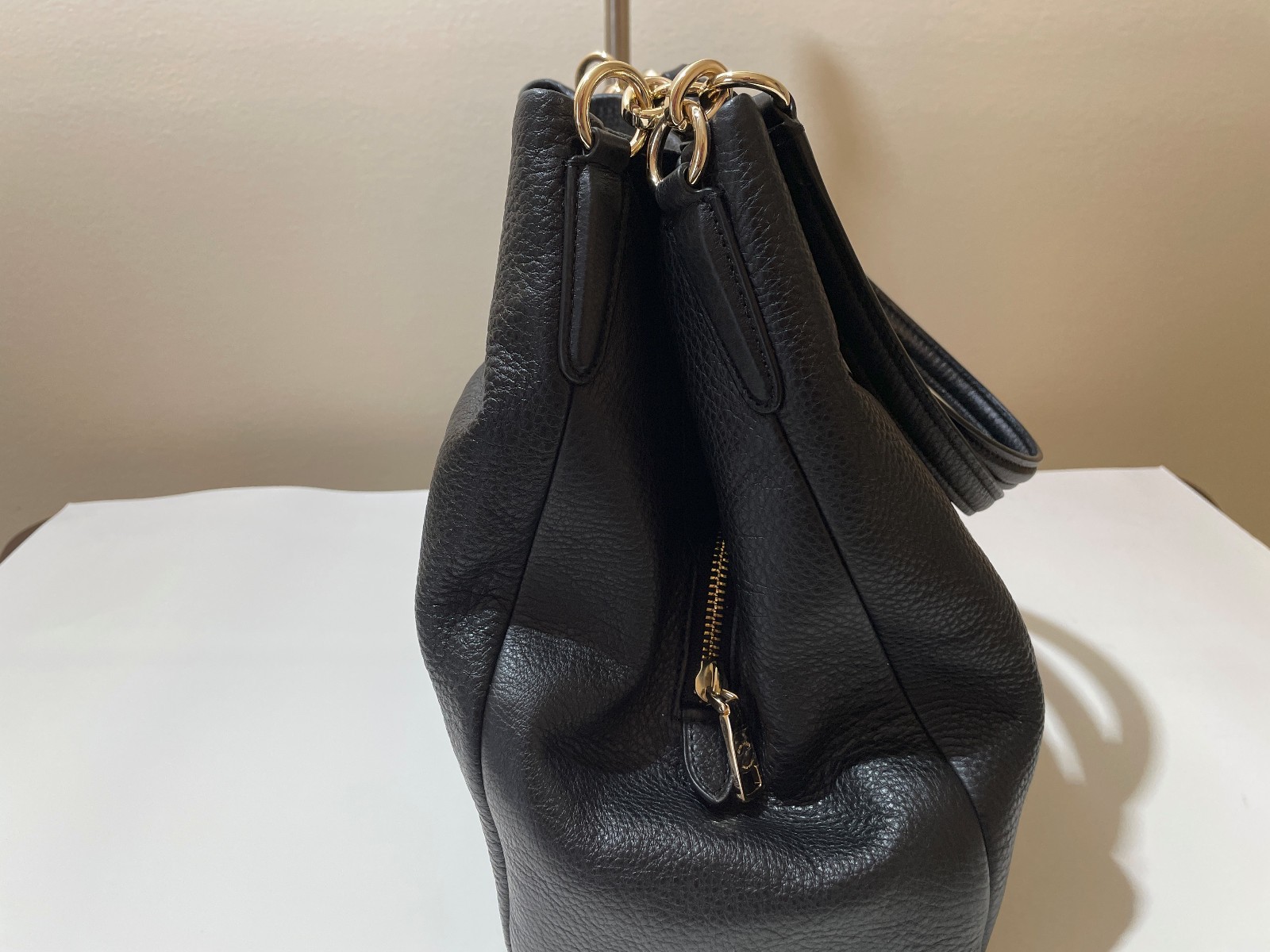 Coach Madison Phoebe Black Pebbled Leather Shoulder Bag