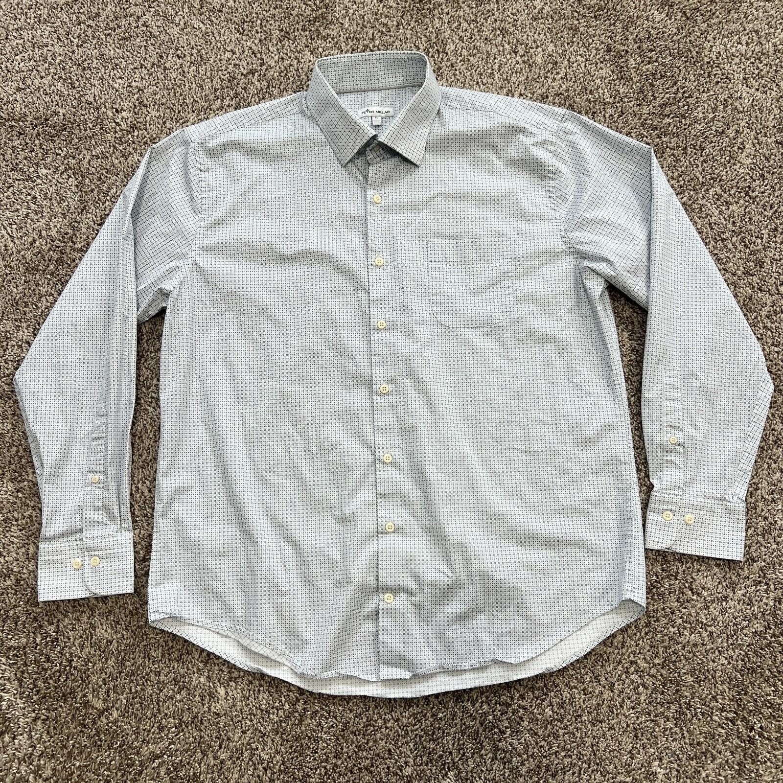 Peter Millar Crown Men’s XL Floral Geo Cotton-Blend Sport Dress Shirt