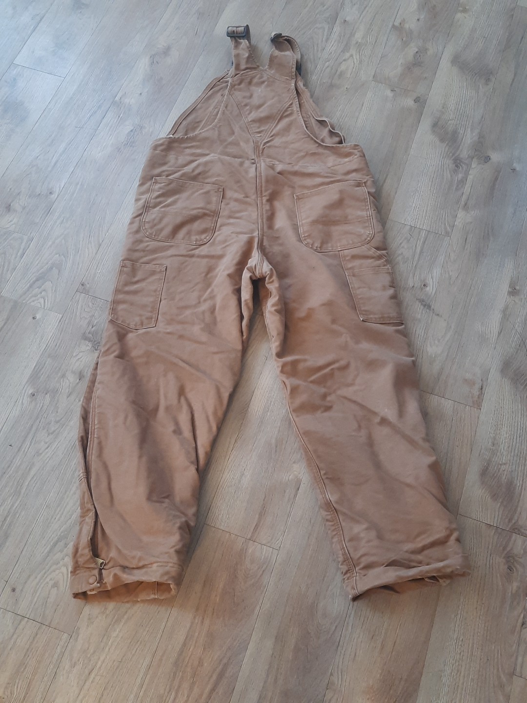 Carhartt Overalls 34×30 Brown Duck Canvas Work Bib Double Knee RN# 14806
