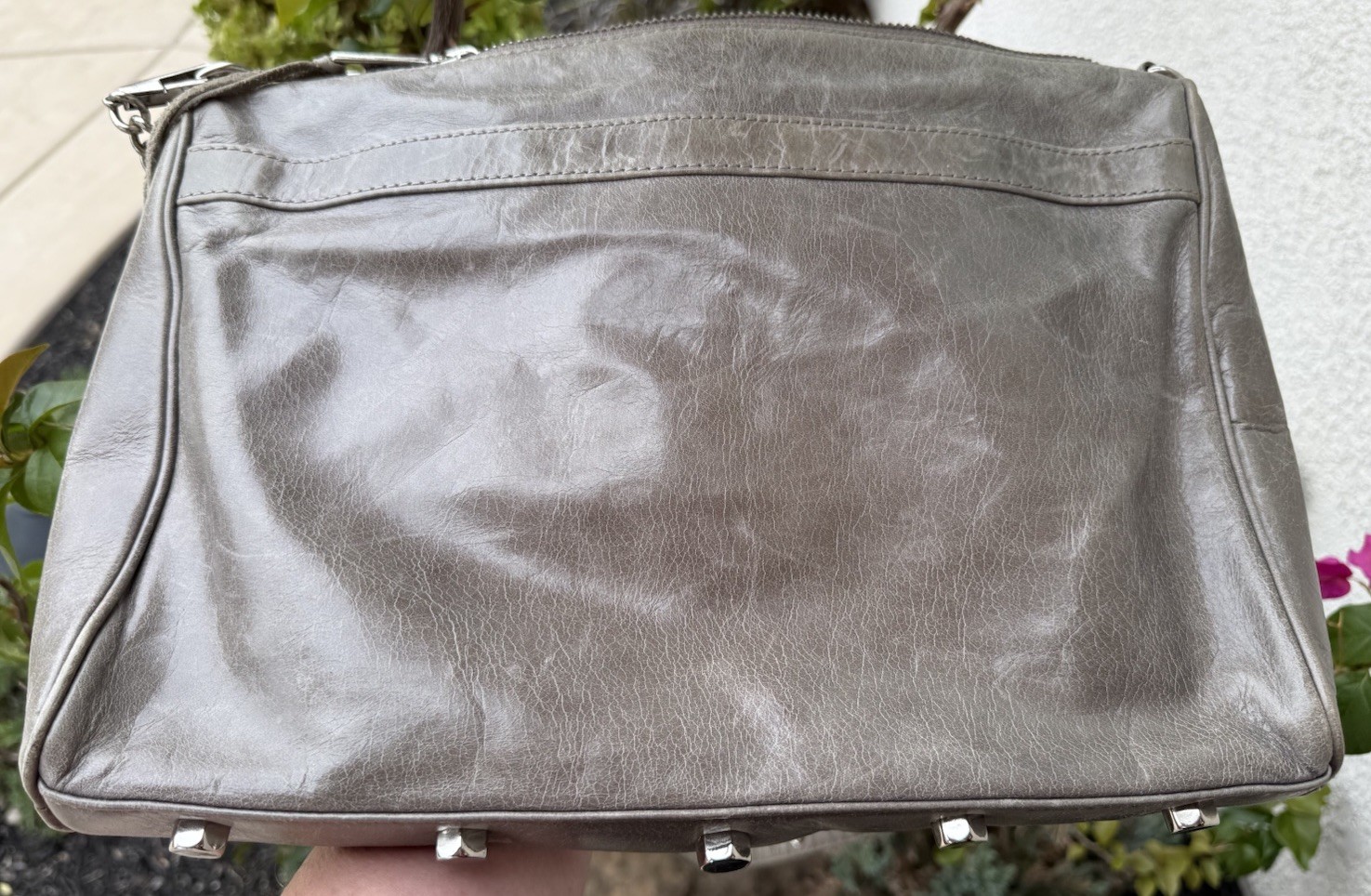 Rebecca Minkoff Classic Taupe Leather Large Crossbody / Clutch Mac Daddy 13 X10!