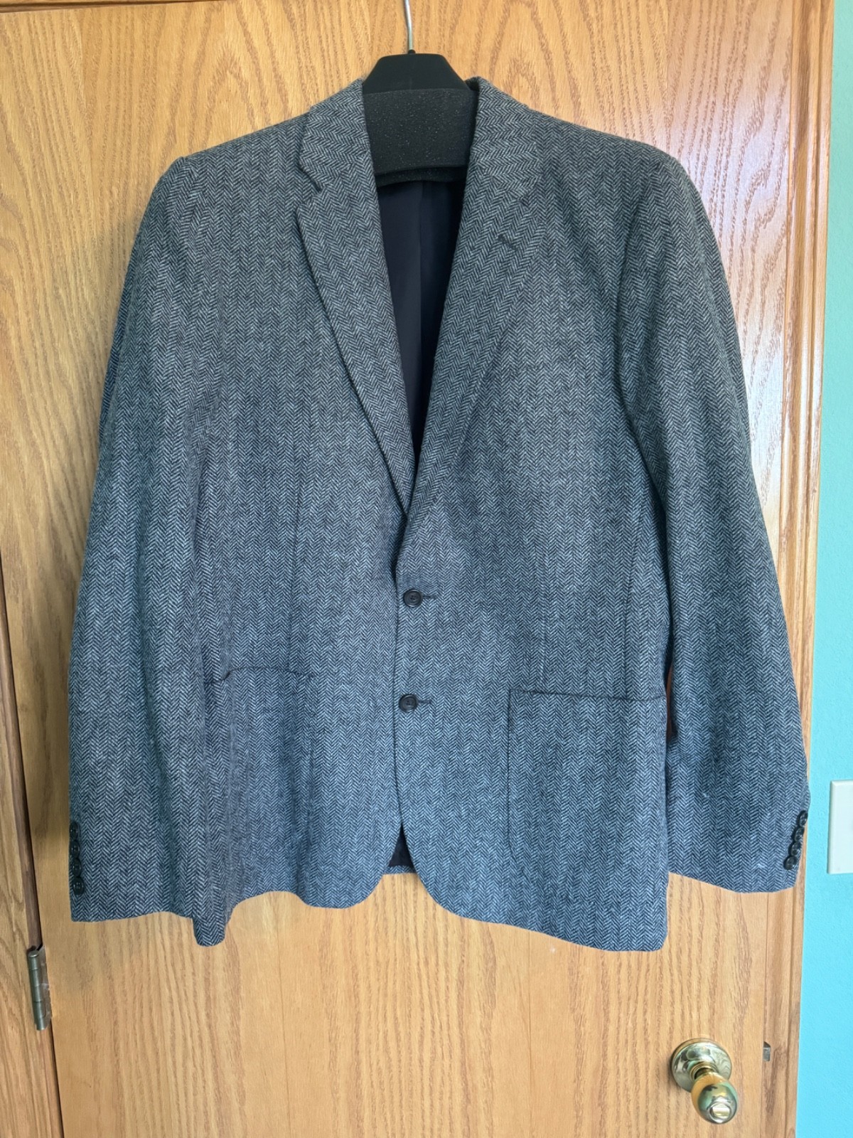 J Crew Ludlow Slim Blazer 44R Slim Gray Herringbone Wool Cotton