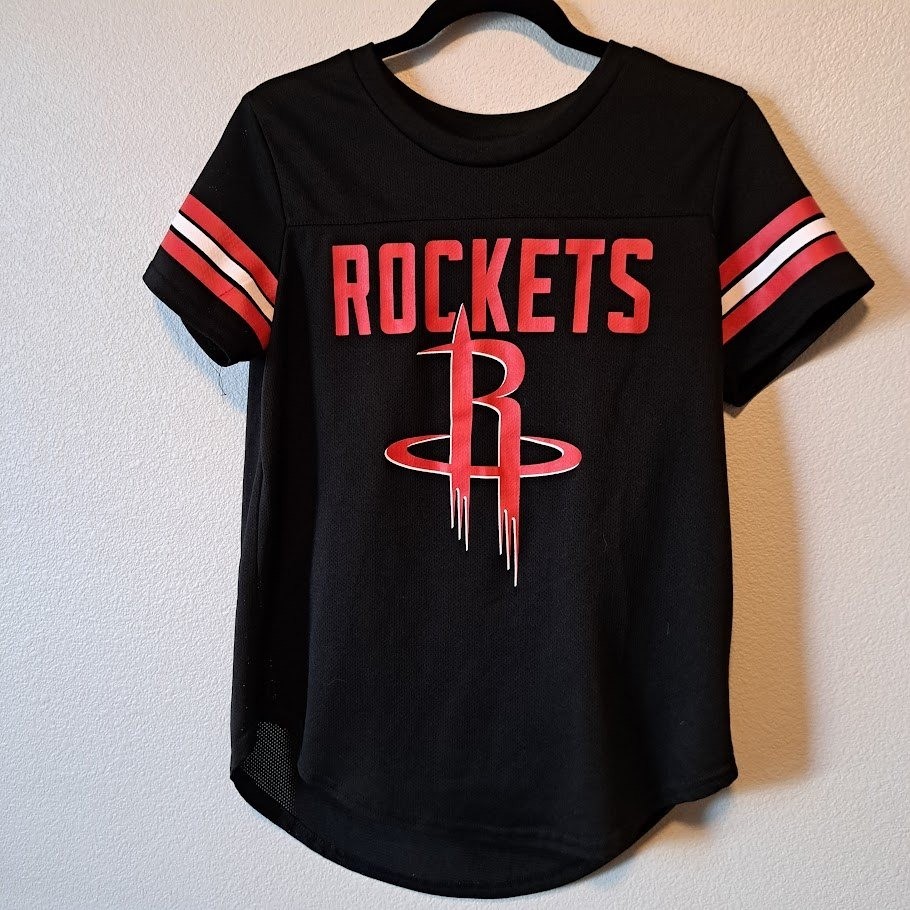 NBA Ultra Game Houston Rockets Mesh Jersey Style Tee Shirt Black Red Women M