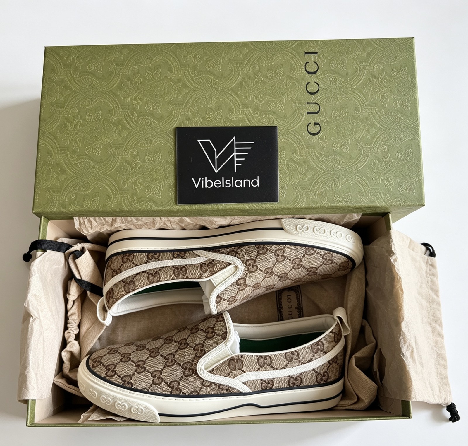 Gucci Tennis 1977 Slip-On ‘Beige Ebony’ 643489 2HK30 9761