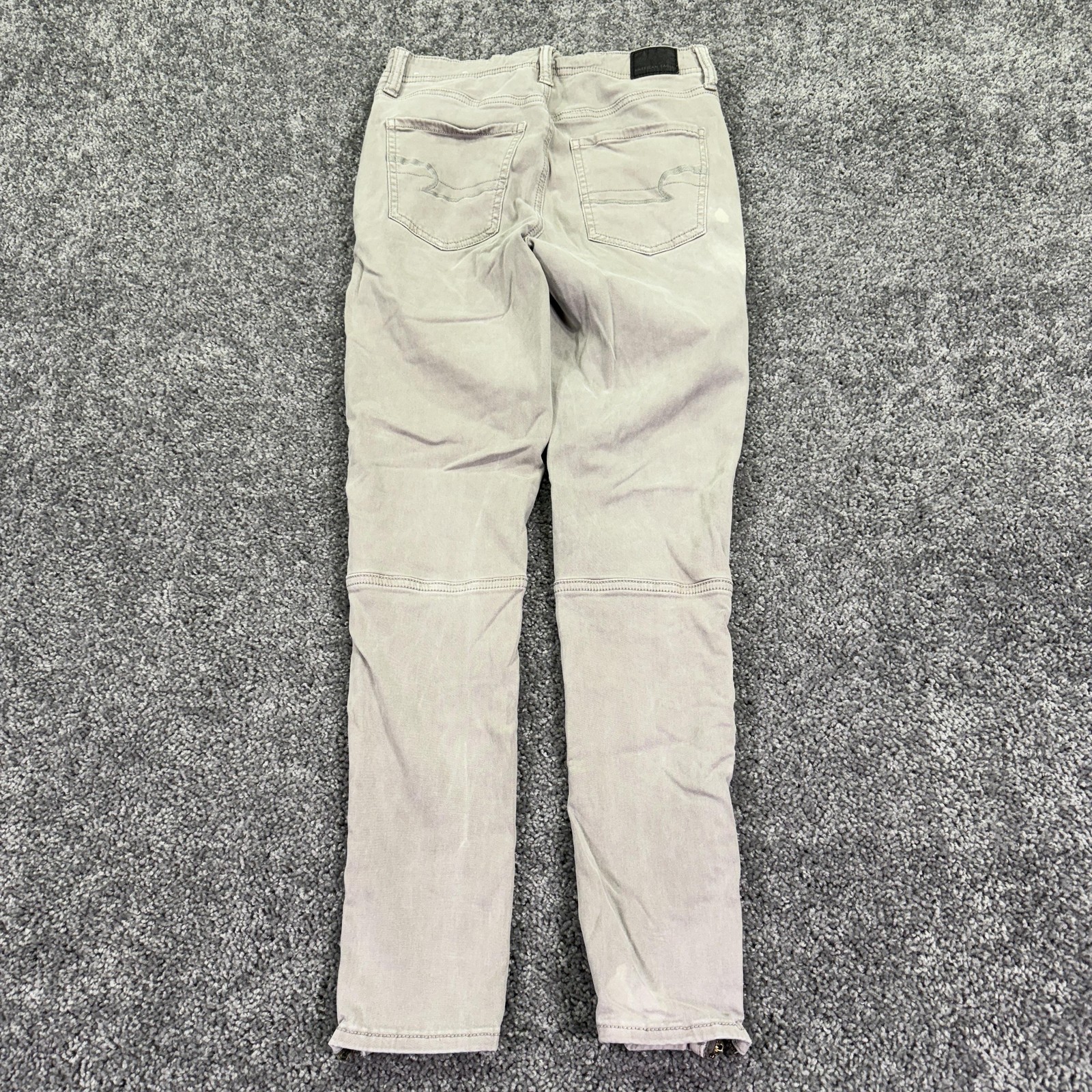 American Eagle Jeans Womens 8 Beige Pink Super Hi Rise Jegging Ankle Zip Stretch