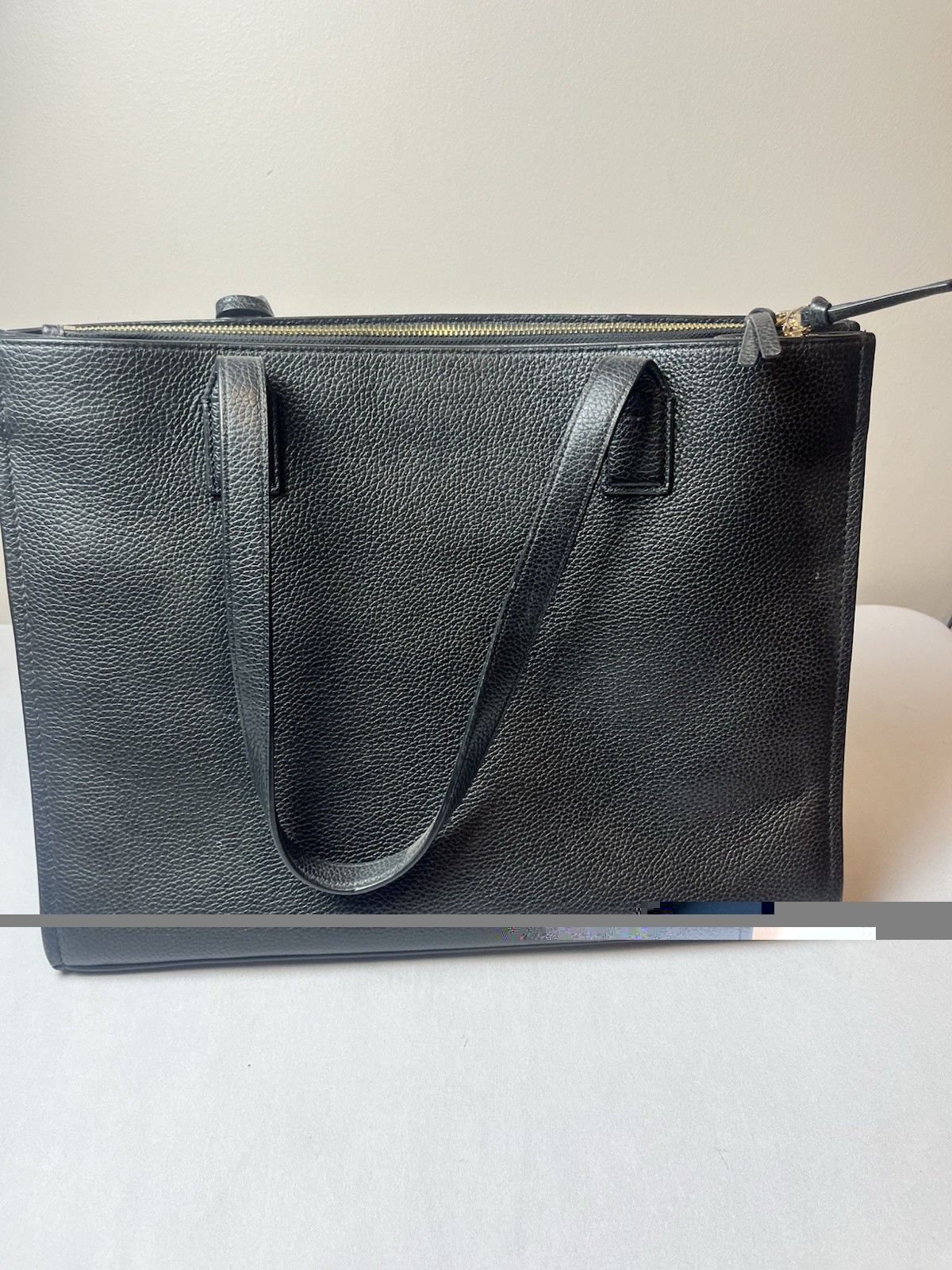 Tory Burch Black Satchel Zip Closure Tassel Logo Gold Hardware Detachable Strap