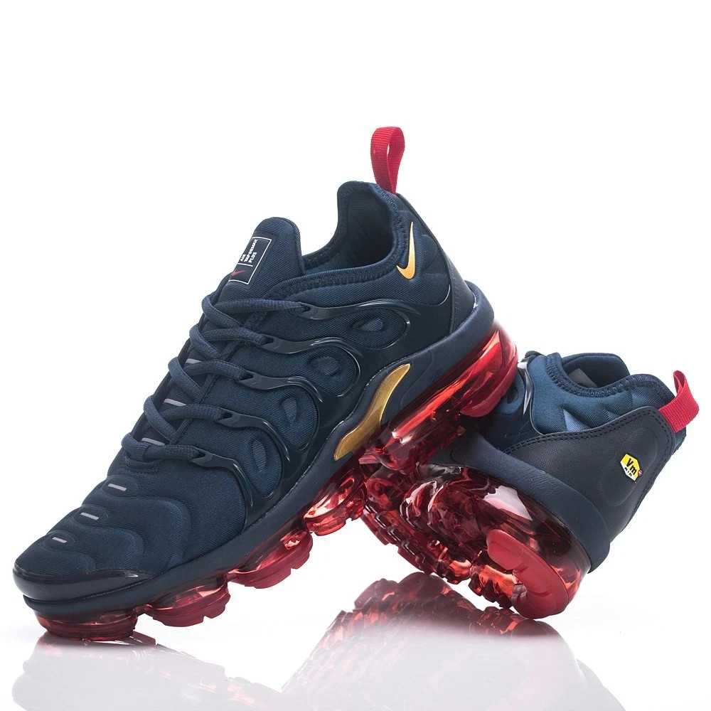 Nike Air VaporMax Plus Navy Gold Red Unisex Air Cushion Running Sneakers