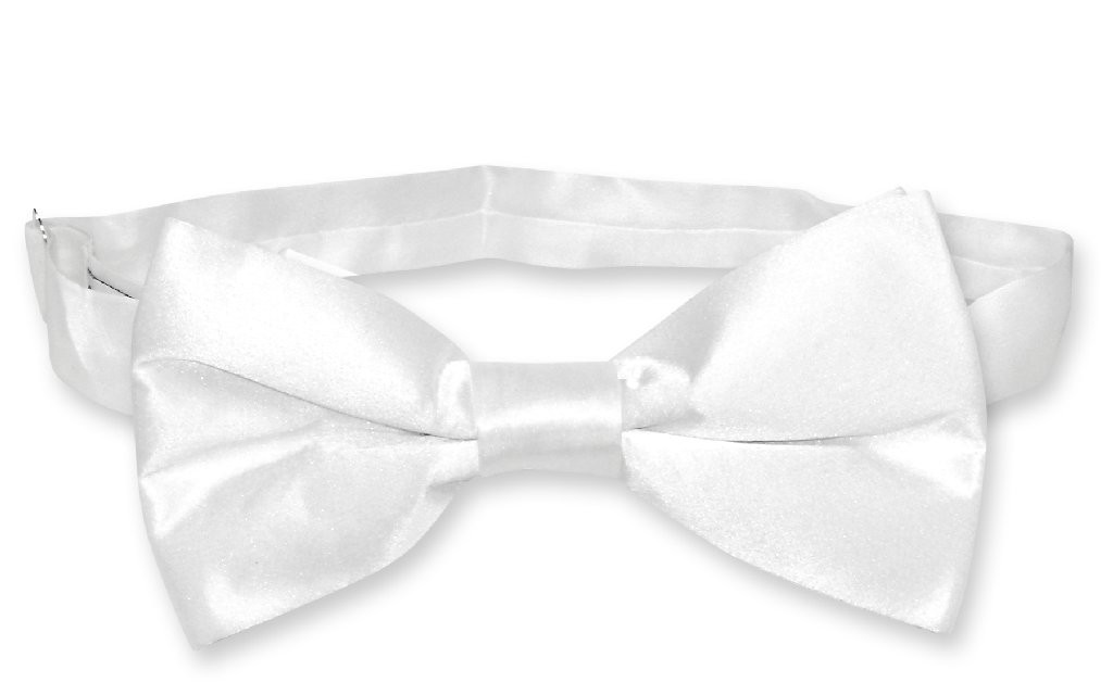 BIAGIO 100% SILK BOWTIE Solid WHITE Color Mens Bow Tie for Tuxedo or Suit