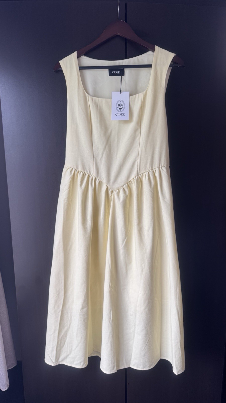 Butter Yellow Cider Dress Square Neckline Fitted Bodice L Coquette Cottagecore