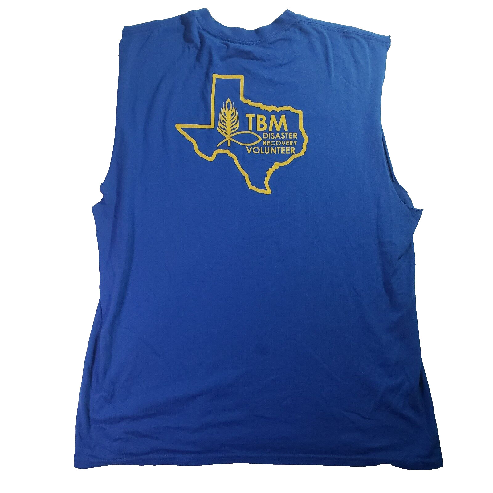 Blue Gildan DryBlend TBM Texans on Mission Volunteer Shirt Sleeveless Size L