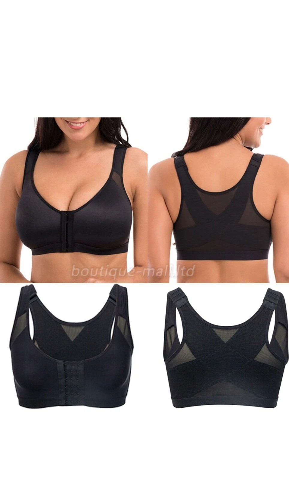 Leonisa Women’s Posture Corrector Wireless Back Support Bra, Black, 36D