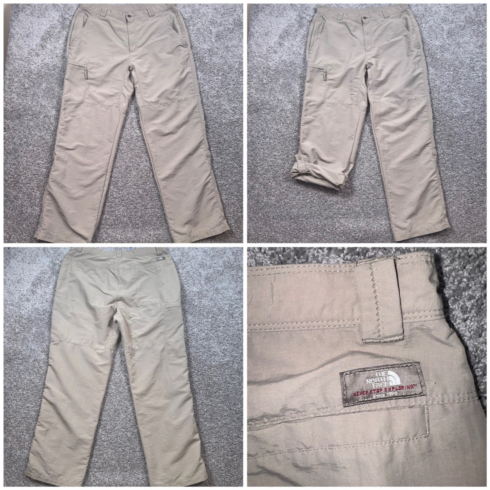 The North Face Horizon Roll-Up Pants Mens Hiking Khaki Tan 38×32 EXCELLENT