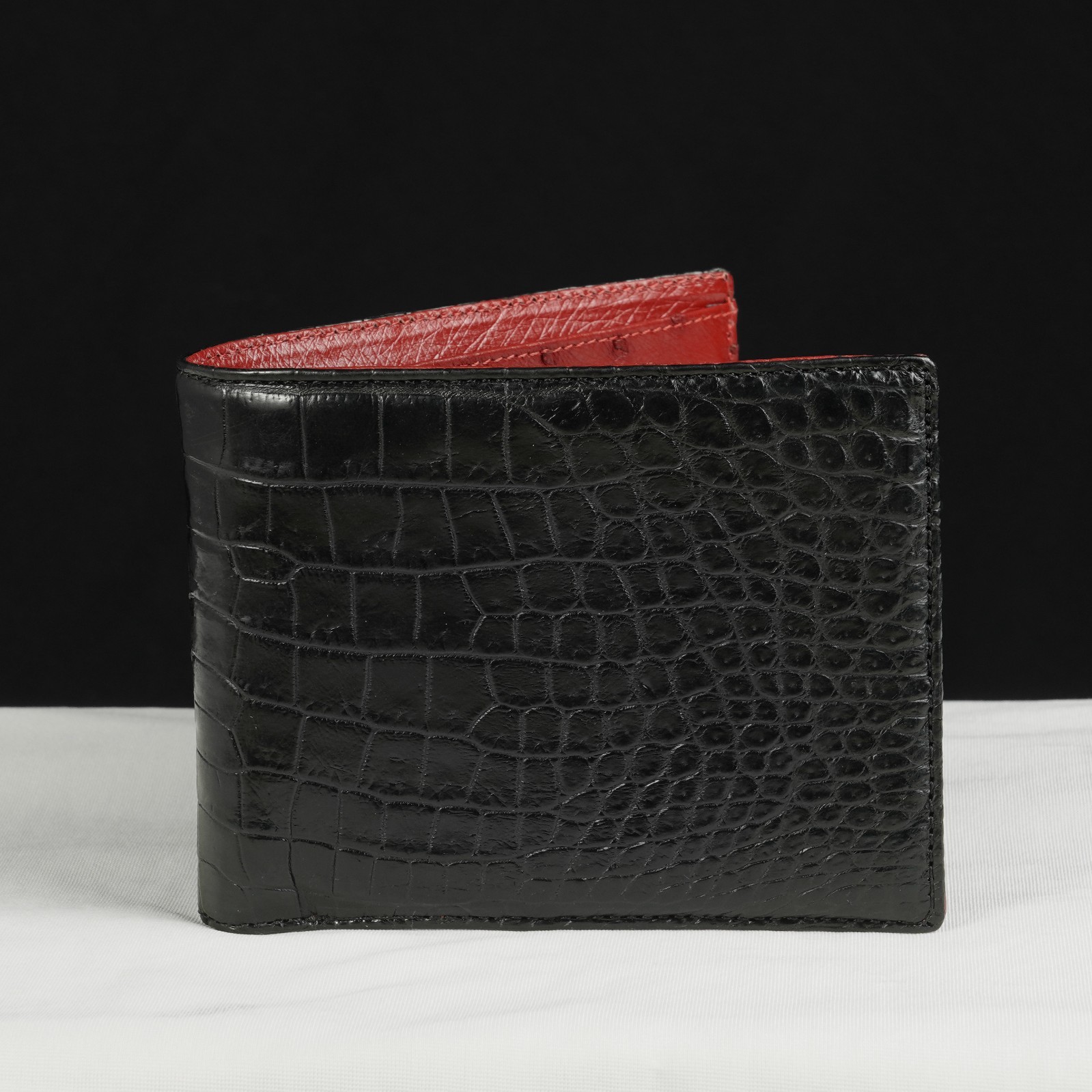 Luxury Crocodile Ostrich Leather Bifold Wallet For Men Real Exotic Skin Handmade