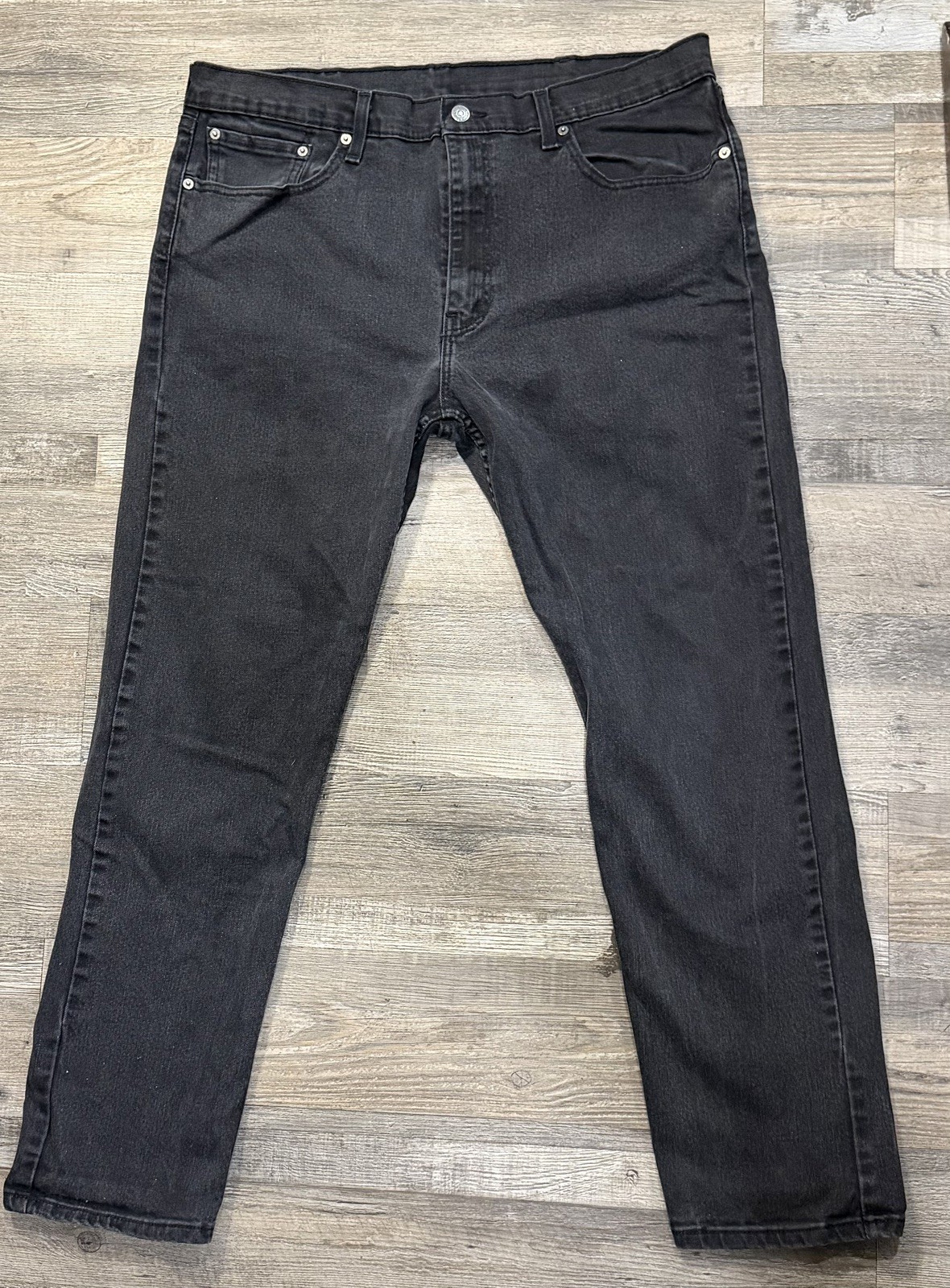 Levi’s 502 Mens 38×32 Black Denim Dark Wash Regular Fit Straight Leg Jeans