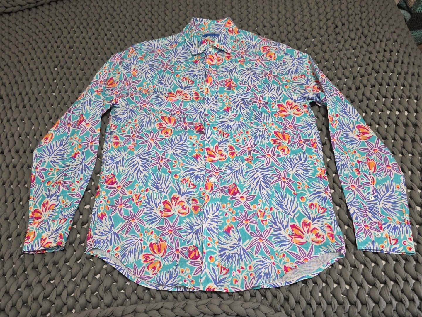 NEW J. McLaughlin Island Bouquet Gramercy Lightweight Button-up Linen Shirt SZ M