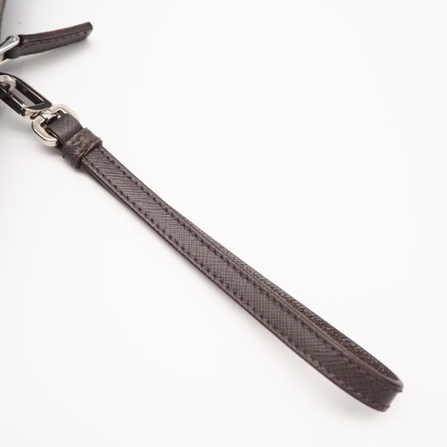 PRADA 2VF052 Clutch Saffiano Leather Greige Mens Zipper Pockets Card Slots