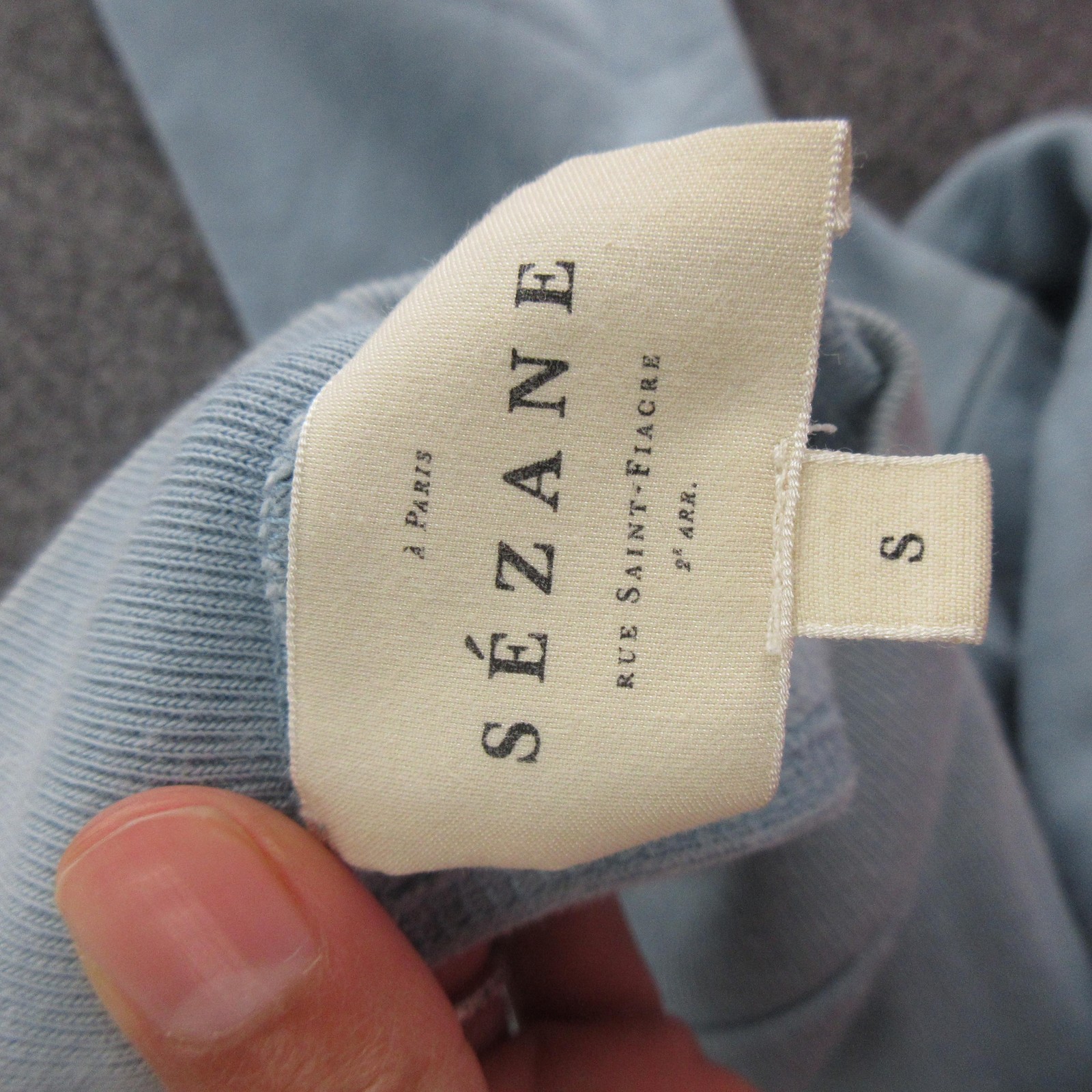 Sezane Sweatshirt Womens Small Blue 100% Cotton Fleece Crewneck Pullover Cozy