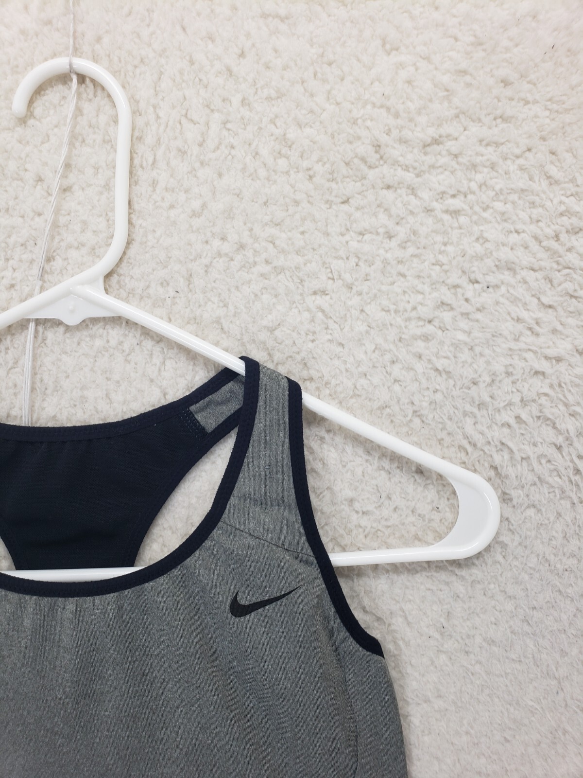 Nike Dri Fit Women Bra Small Gray Black Poly Blend Racerback Active Sport Bra