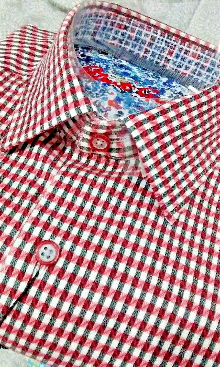 NWT Robert Graham men’s XL long sleeve button down Shirt Geo/Jacq Check Grid Cla