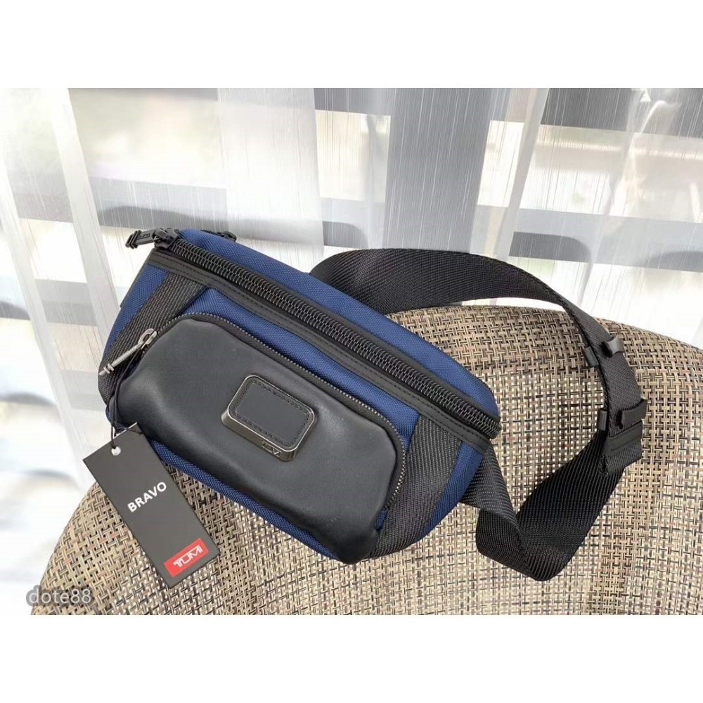 NEW TUMI Ballistic Nylon & Leather Chest Bag Navy Men’s Crossbody Sling Bag