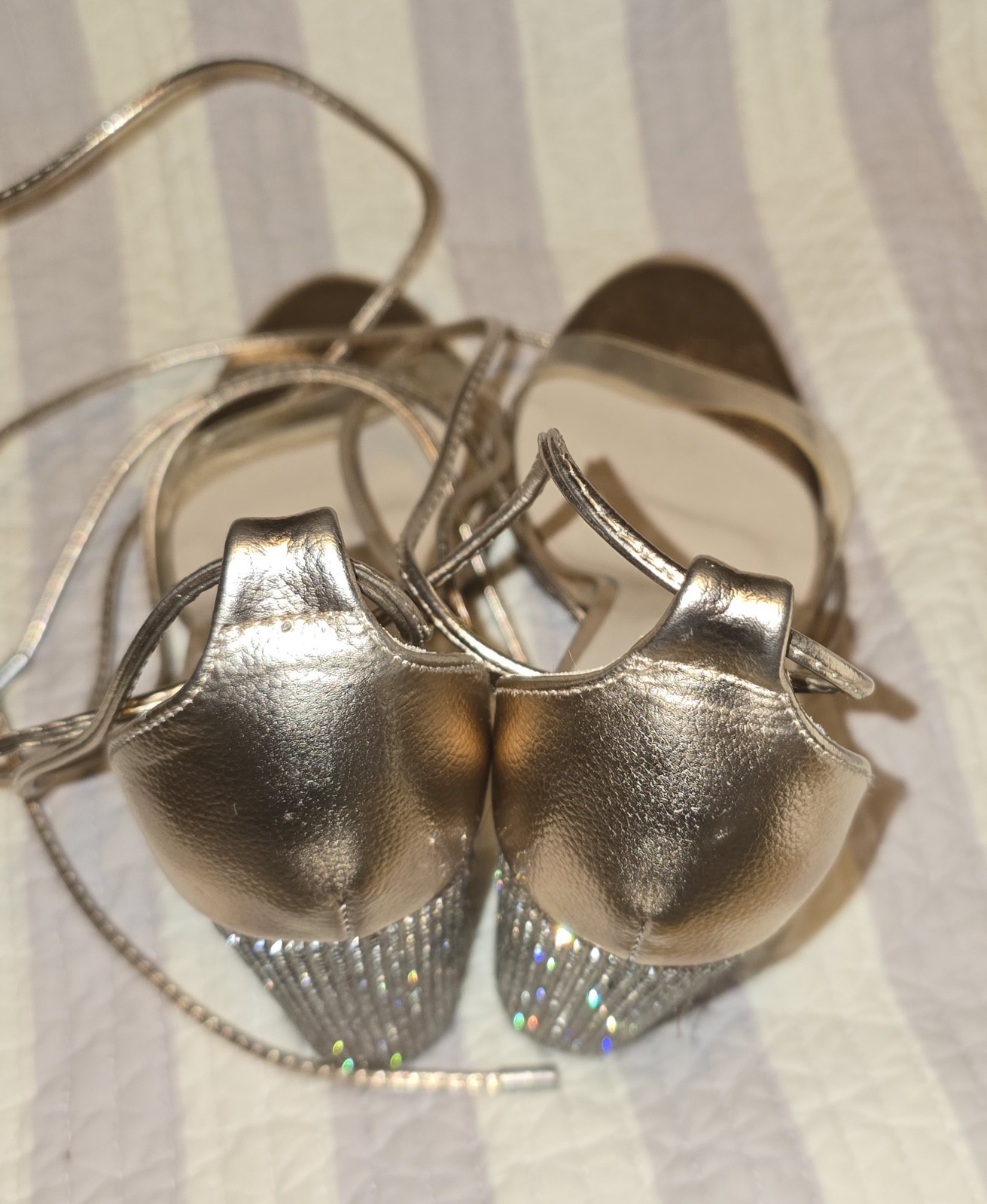 X2B Rhinestone Block Strappy Block Heels With Clear Toe Strap Sz 10 M