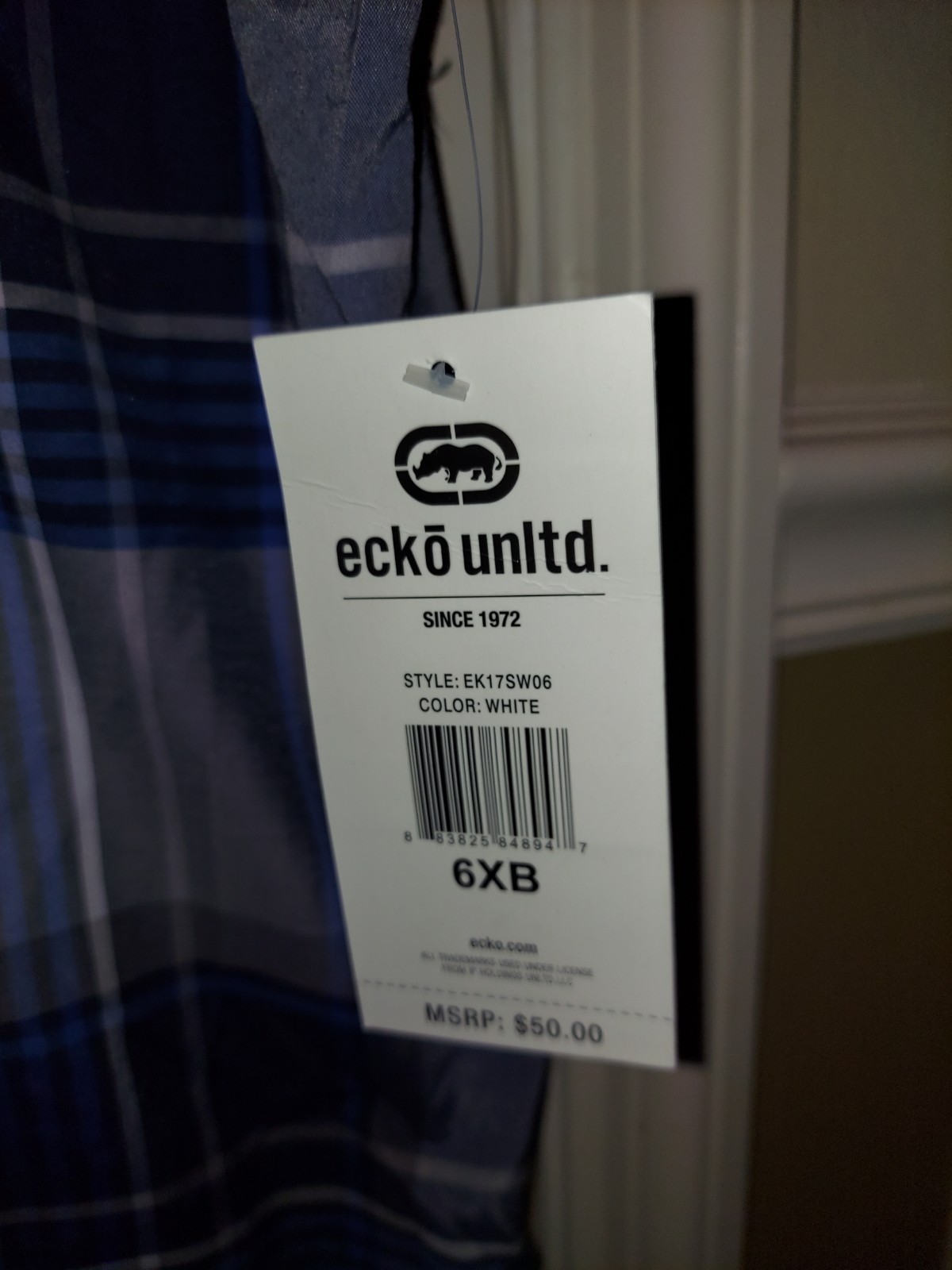 Ecko Unltd Men Plaid Short Sleeve Collared Button Up Shirt 6XB Pockets
