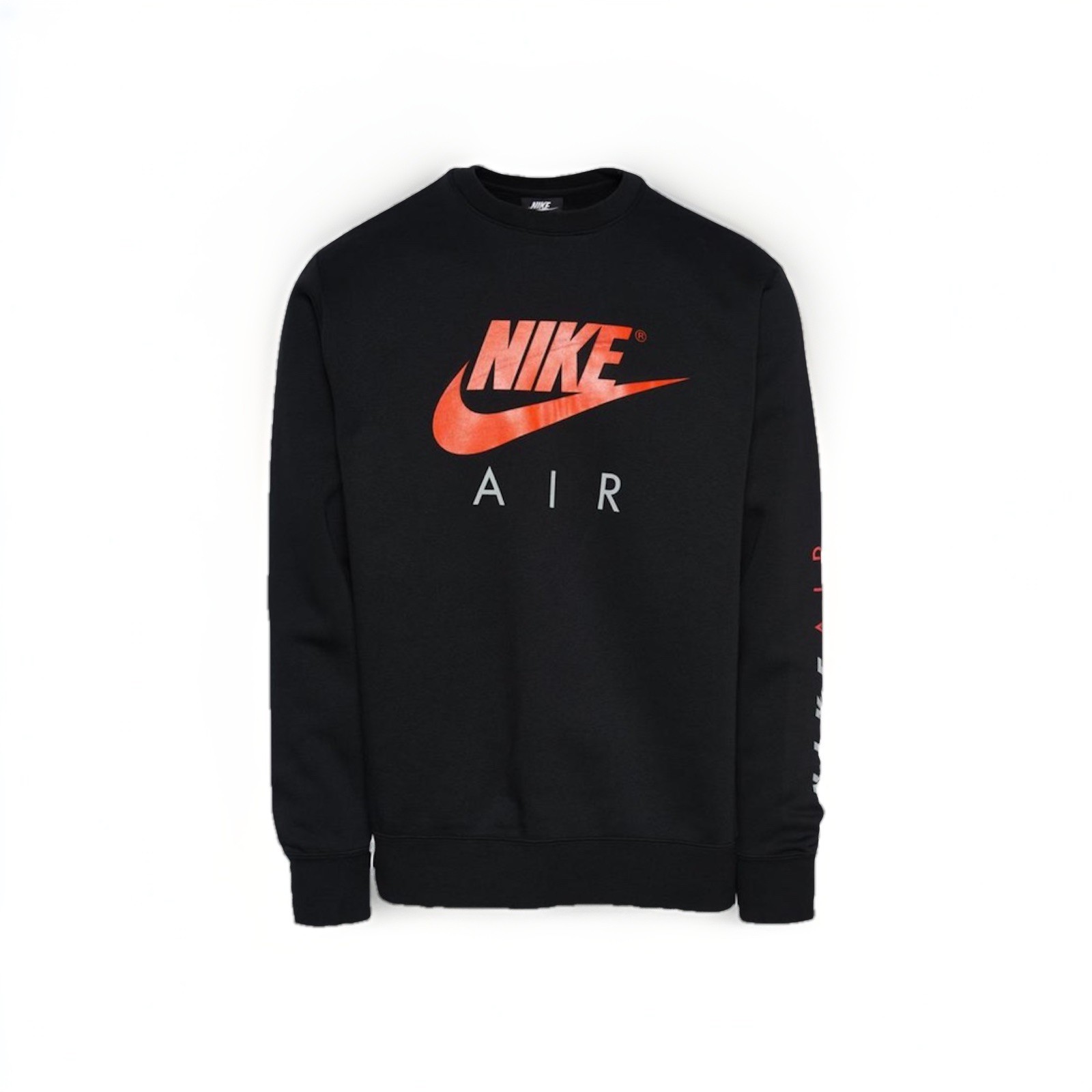 Nike Air Sportswear Sweatshirt Mens Small Black Swoosh Fleece Pullover Crewneck