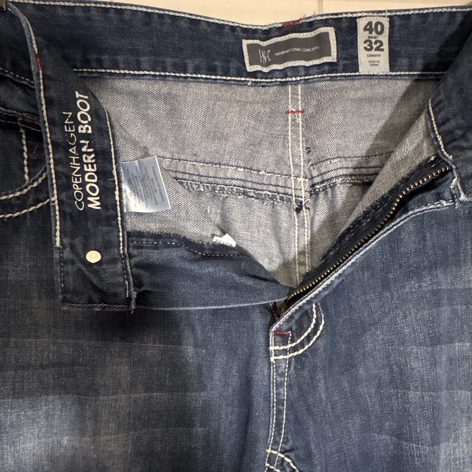 INC International Concepts Men’s Bootcut Straight Dark Wash Blue Denim Jeans NWT