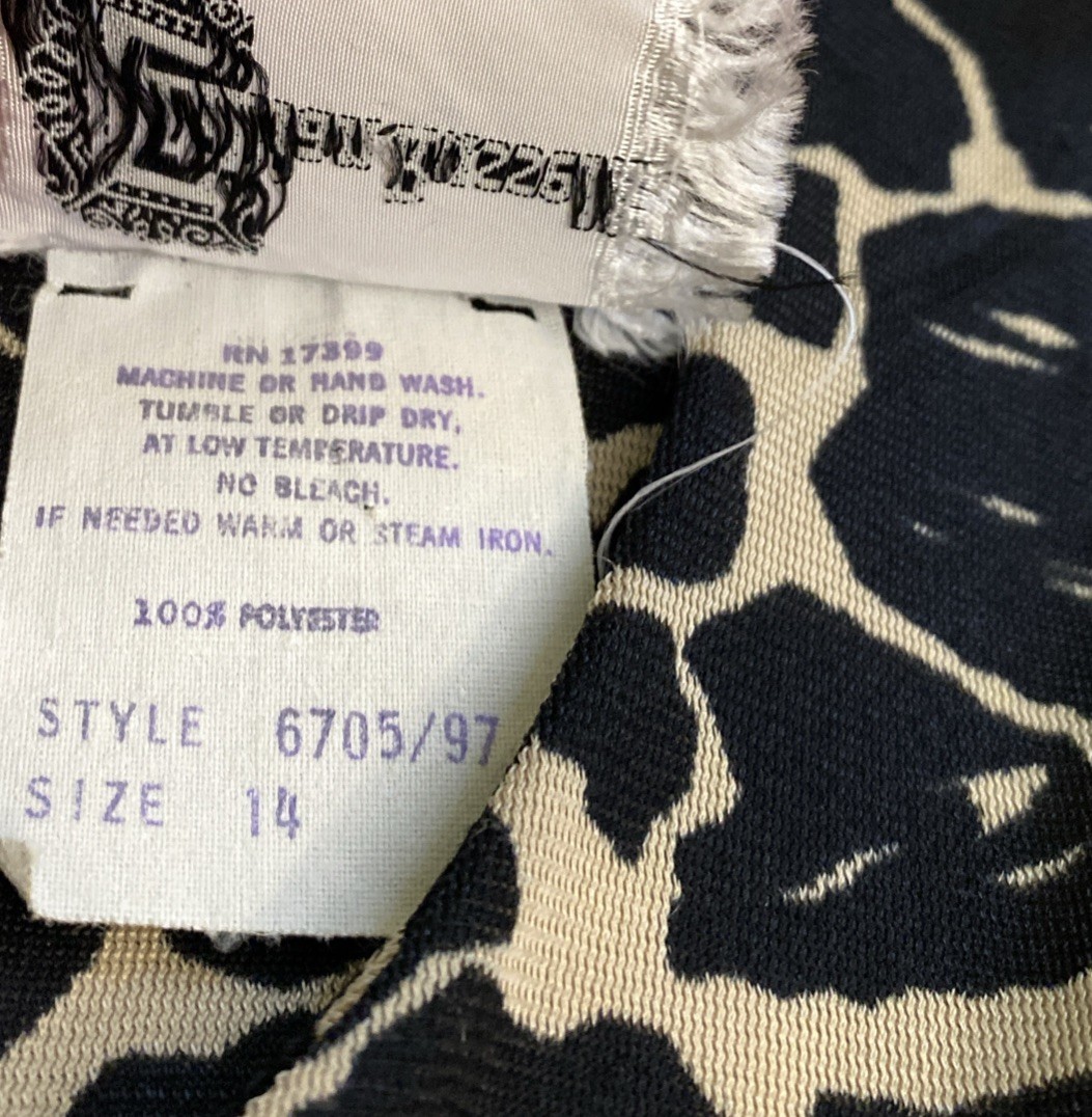 Vintage 1960s 70s Knit Giraffe Animal Print Maxi Dress Size 14 L Hostess Safari