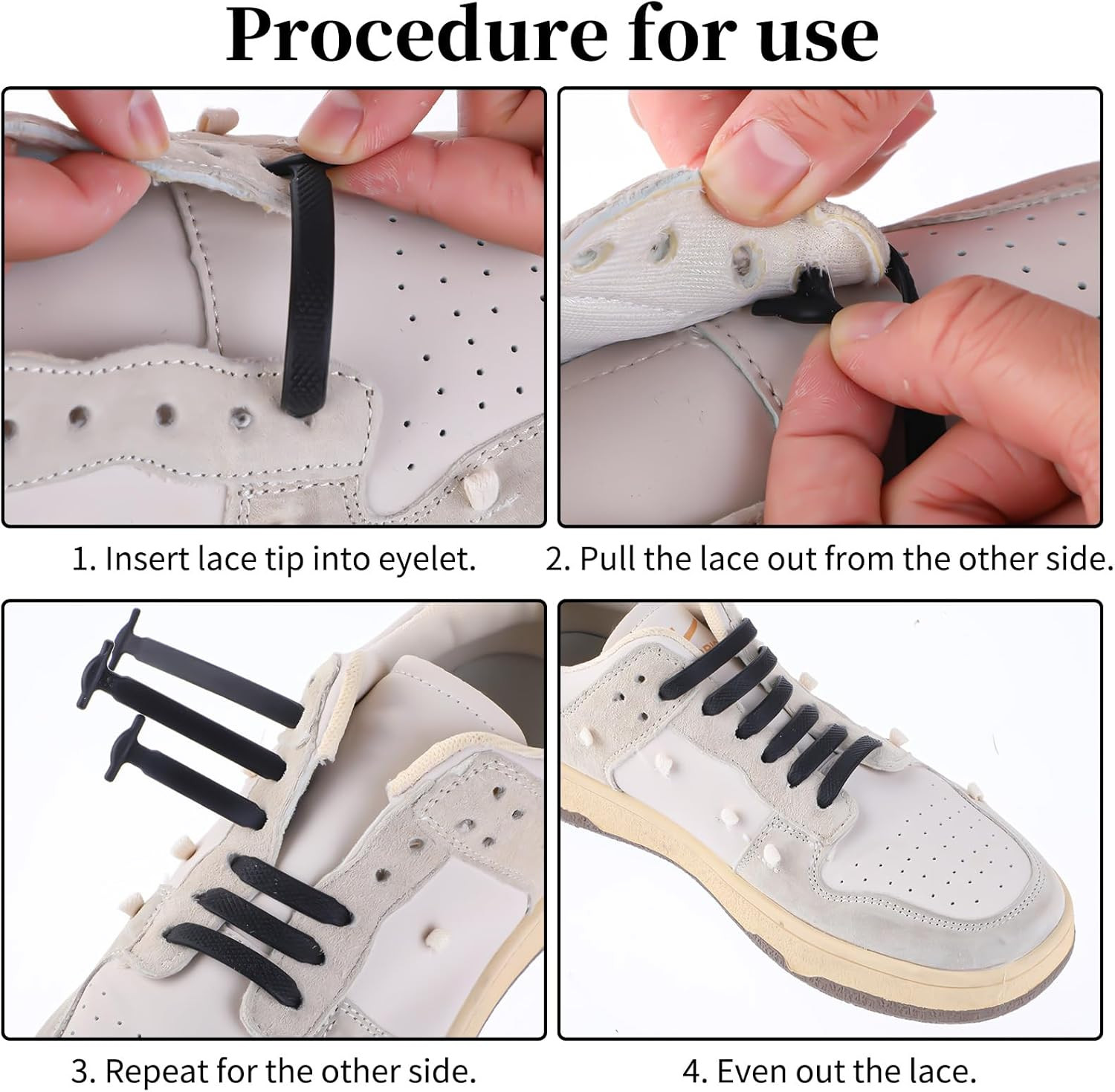 3 Set No Tie Elastic Silicone Shoelaces Tieless Stretch Shoe Laces