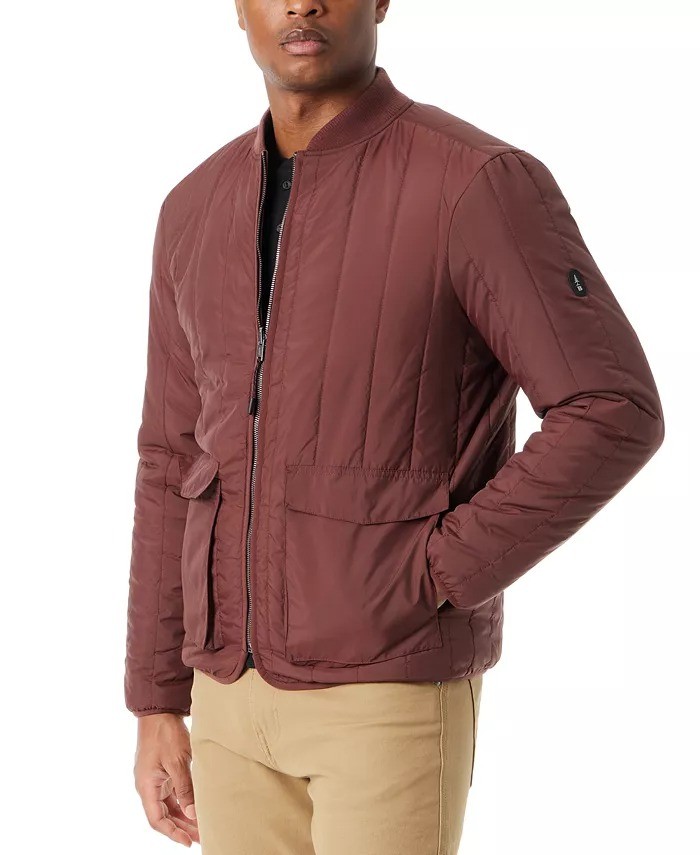Bass Outdoor Reversible Jacket Mens Large Rum Raisin Zip Front Liner Warm Tech