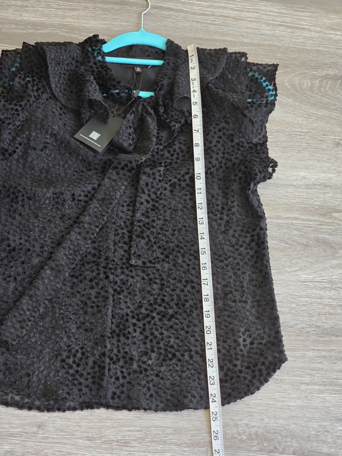 NWT Robert Rodriguez Women’s Black Sheer Flutter Sleeve Blouse. Sz 8