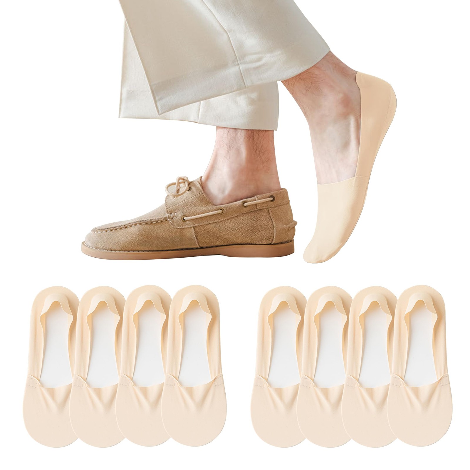 4 Pack Mens No Show Socks Thin Non Slip Low Cut Liner Socks Invisible for Flats