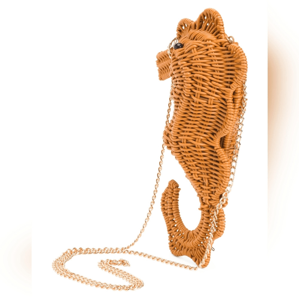 Seahorse Woven Clutch in Tan