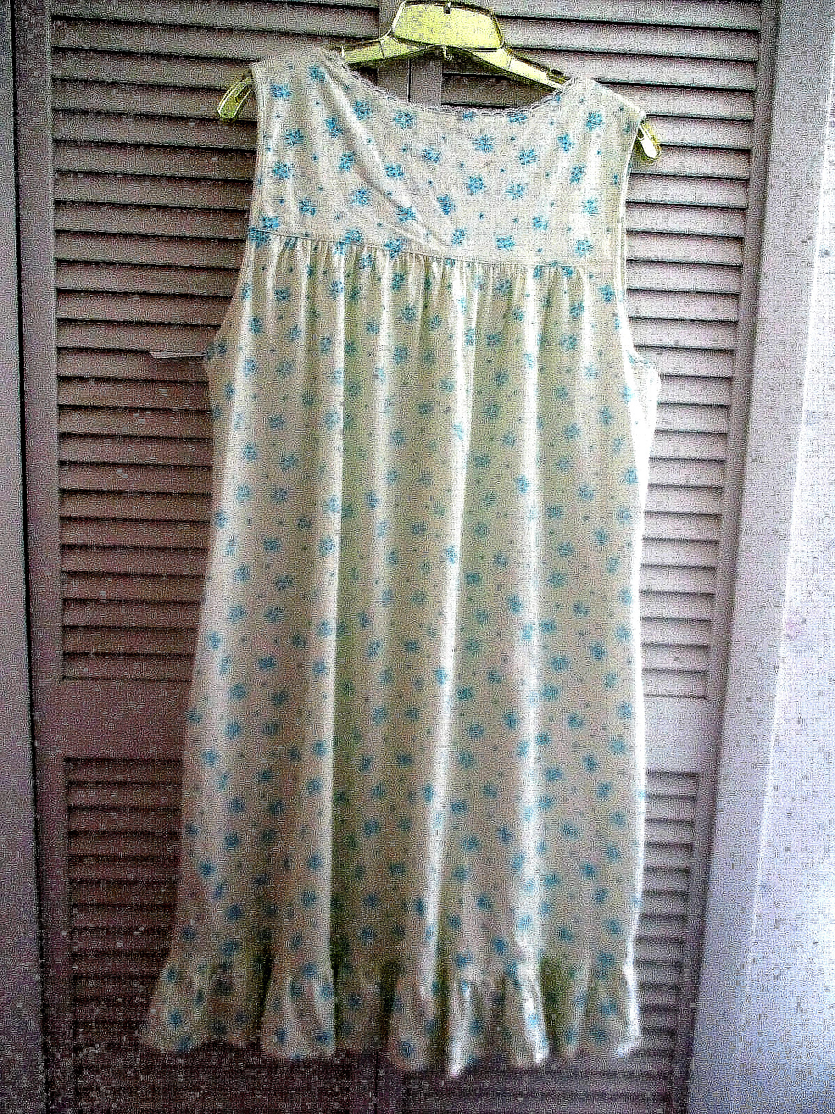 EILEEN WEST SHORT NIGHTGOWN SLVLESS COTTON KNIT YELLOW BLUE FLORAL LARGE NEW