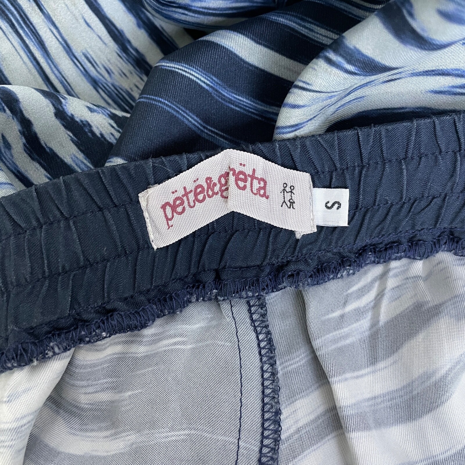 Johnny Was Pete Greta Pants Small Blue Elastic Waist Drawstring Lounge Cupro