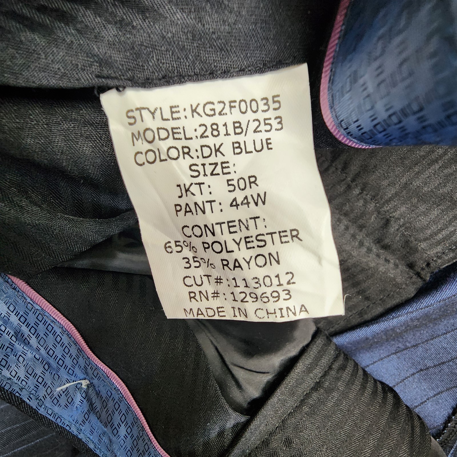 Lineage 50R 42×30 Dark Blue Pinstripe 2Btn 2Pc Mens Jacket Pants Suit