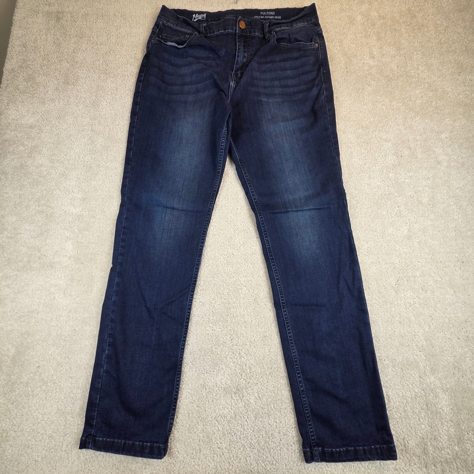 Mugsy Jeans Fultons Dark Indigo Stretch Straight Leg Jeans 34×30