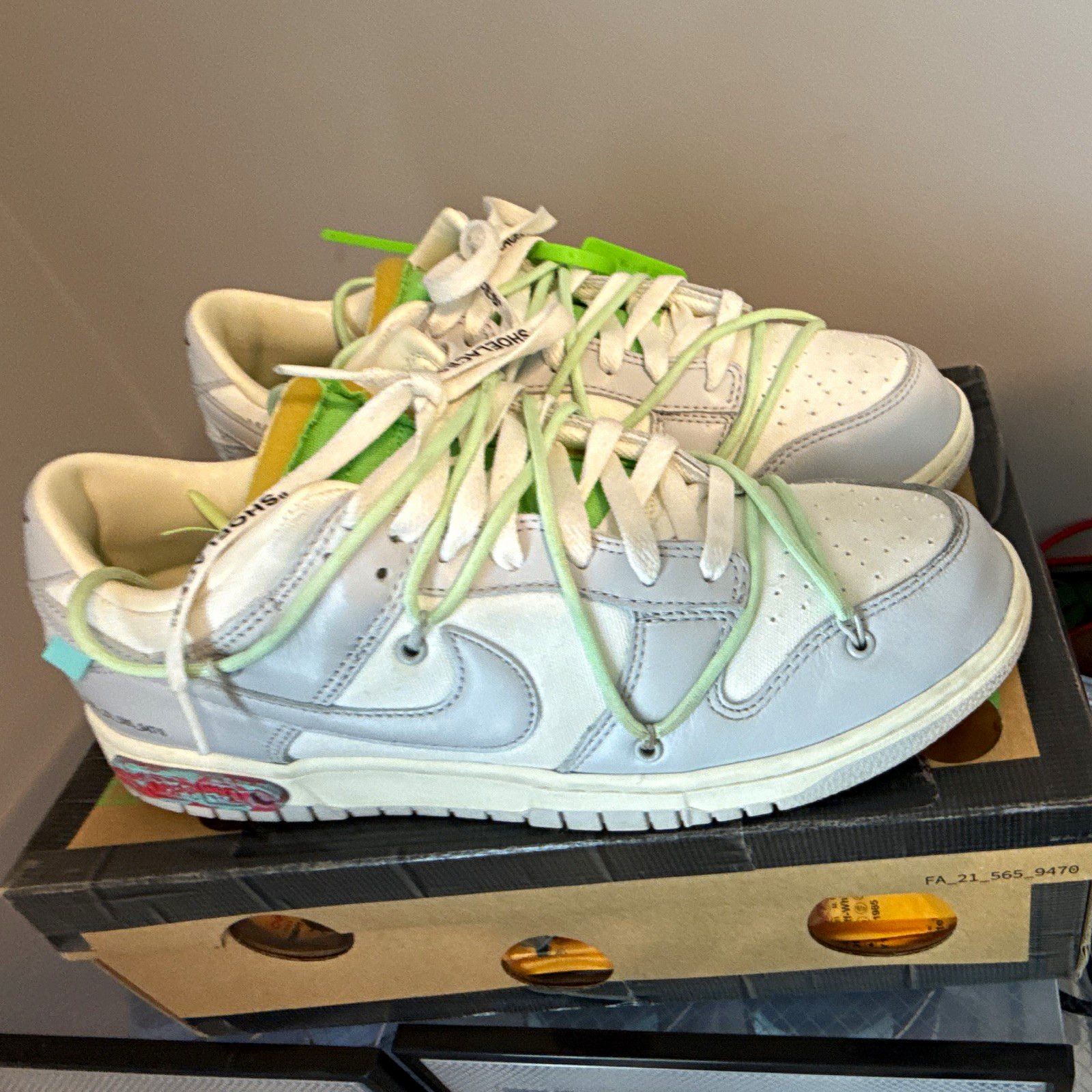 Nike Dunk Low Off-White White/Green Lot 07 of 50