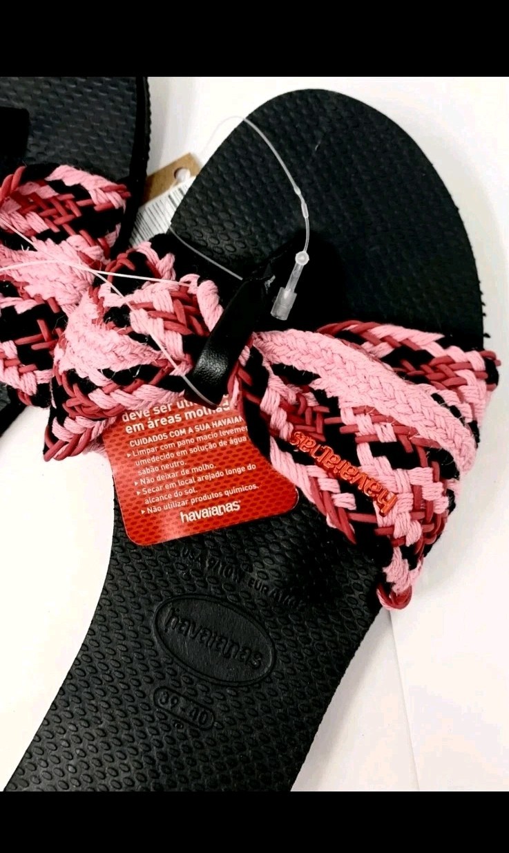 Havaianas You St. Tropez Mesh Flip Flop Sandals Women’s Size 6 Pink & Black NWT