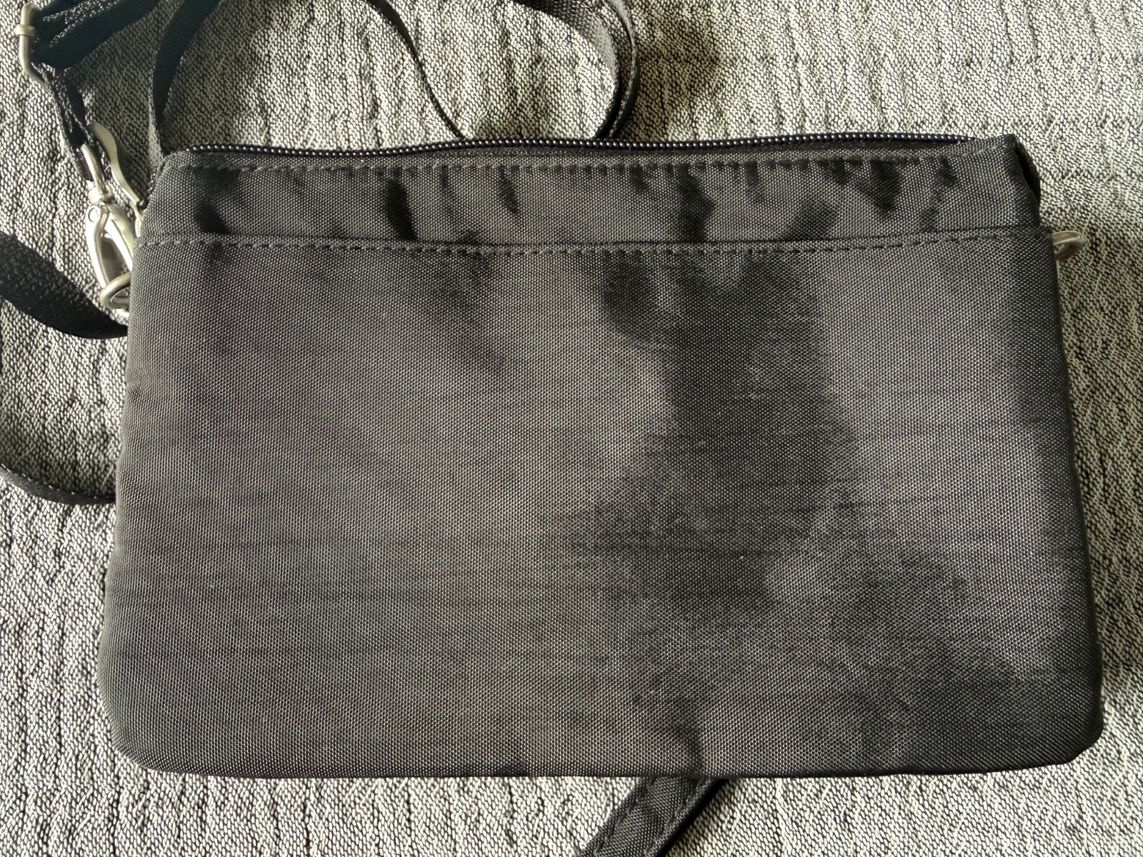 Baggallini Black Nylon Crossbody Organizer Purse Multi Zip Travel Bag With Strap