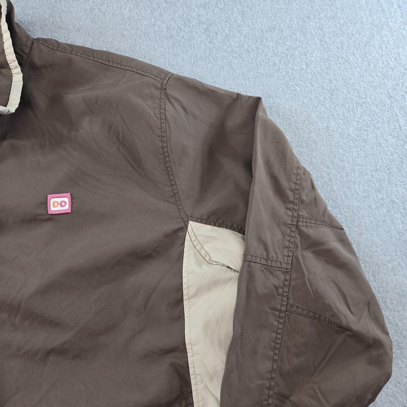 Dunkin’ Donuts Jacket Mens 2XL Brown Windbreaker Lined Insulated Pockets Logo